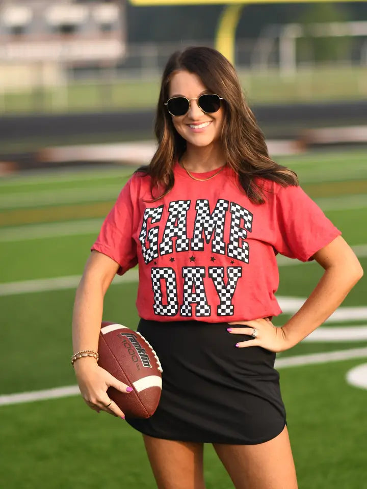 Red Checkered Game Day Tee