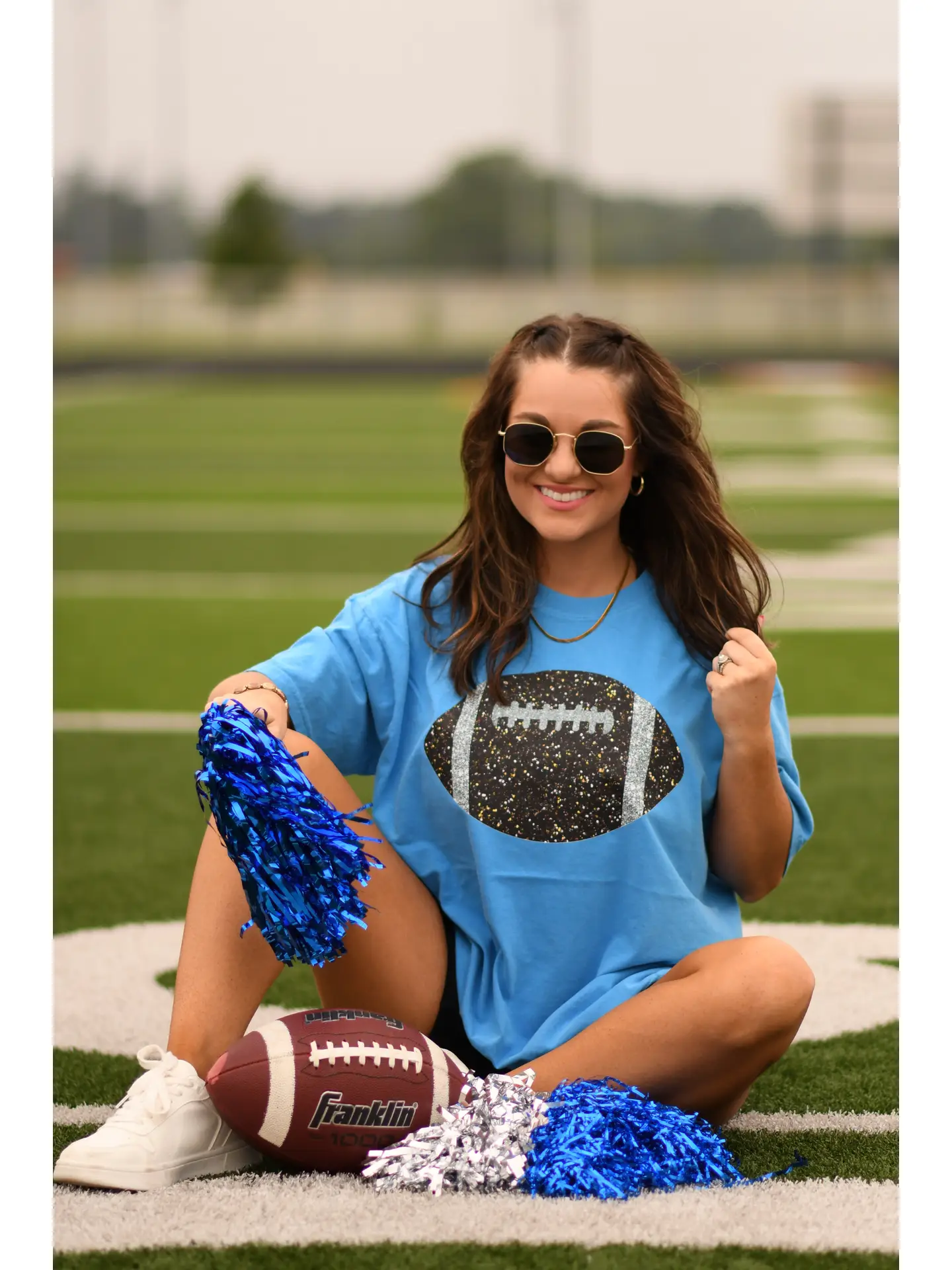 Royal Glitter Football Tee