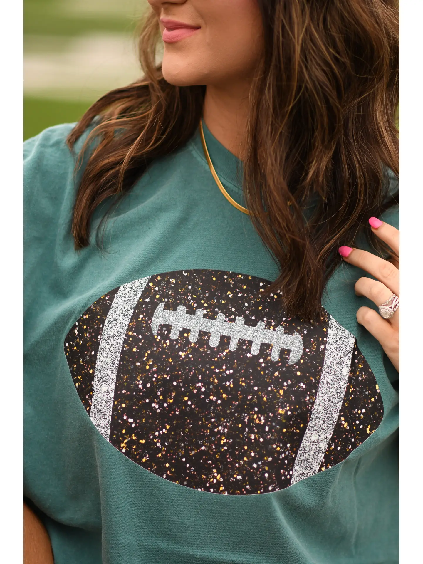 Emerald Glitter Football Tee