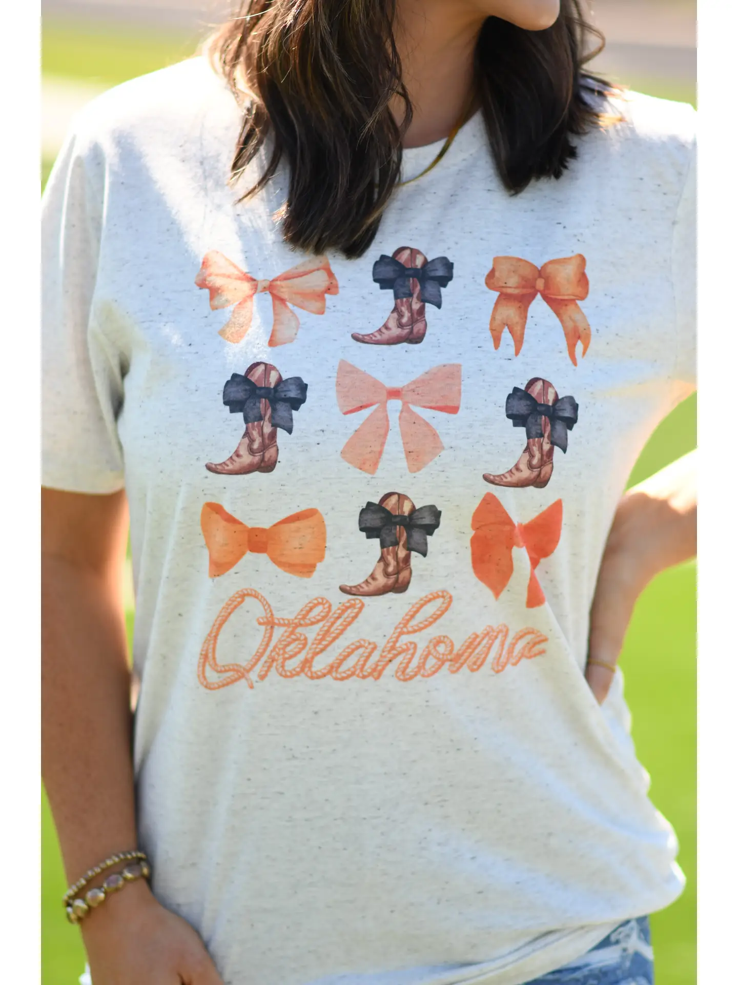 Oklahoma Boots and Bows Orange Tee