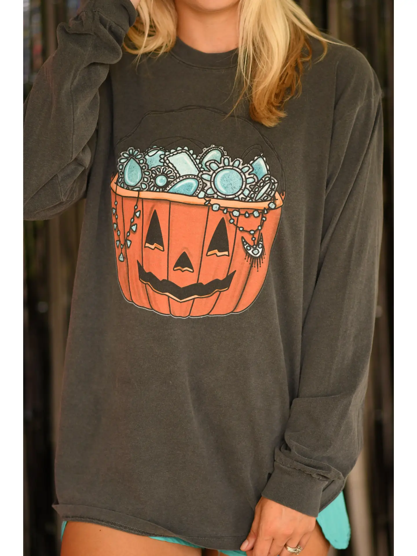 Turquoise Halloween Basket Tee/Long Sleeve