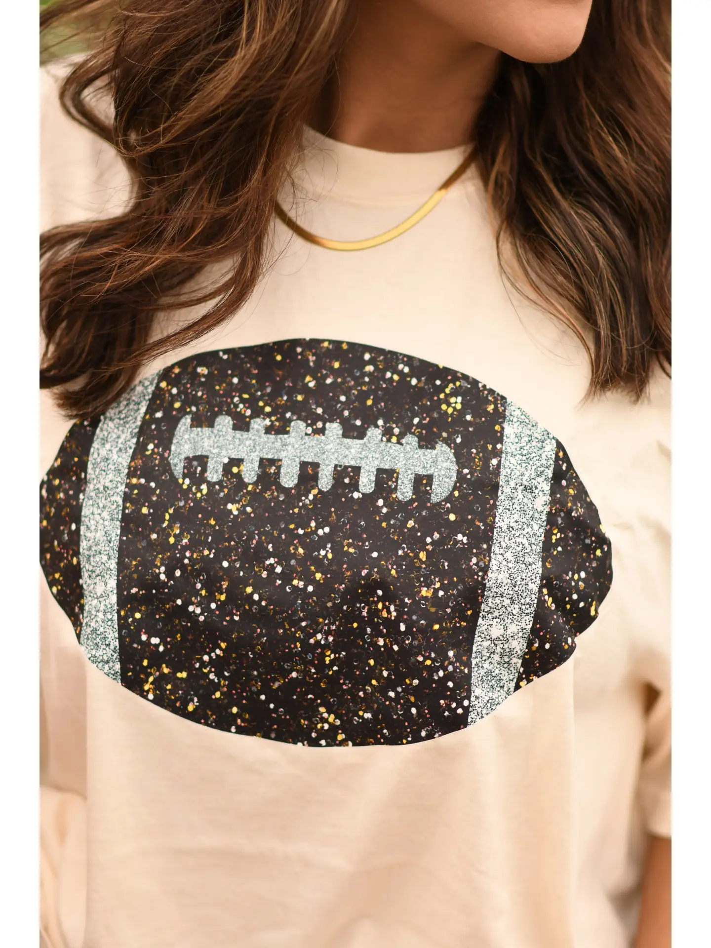 Ivory Glitter Football Tee