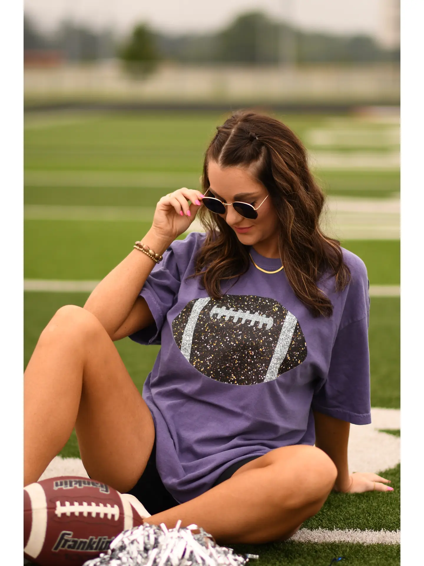 Grape Glitter Football Tee