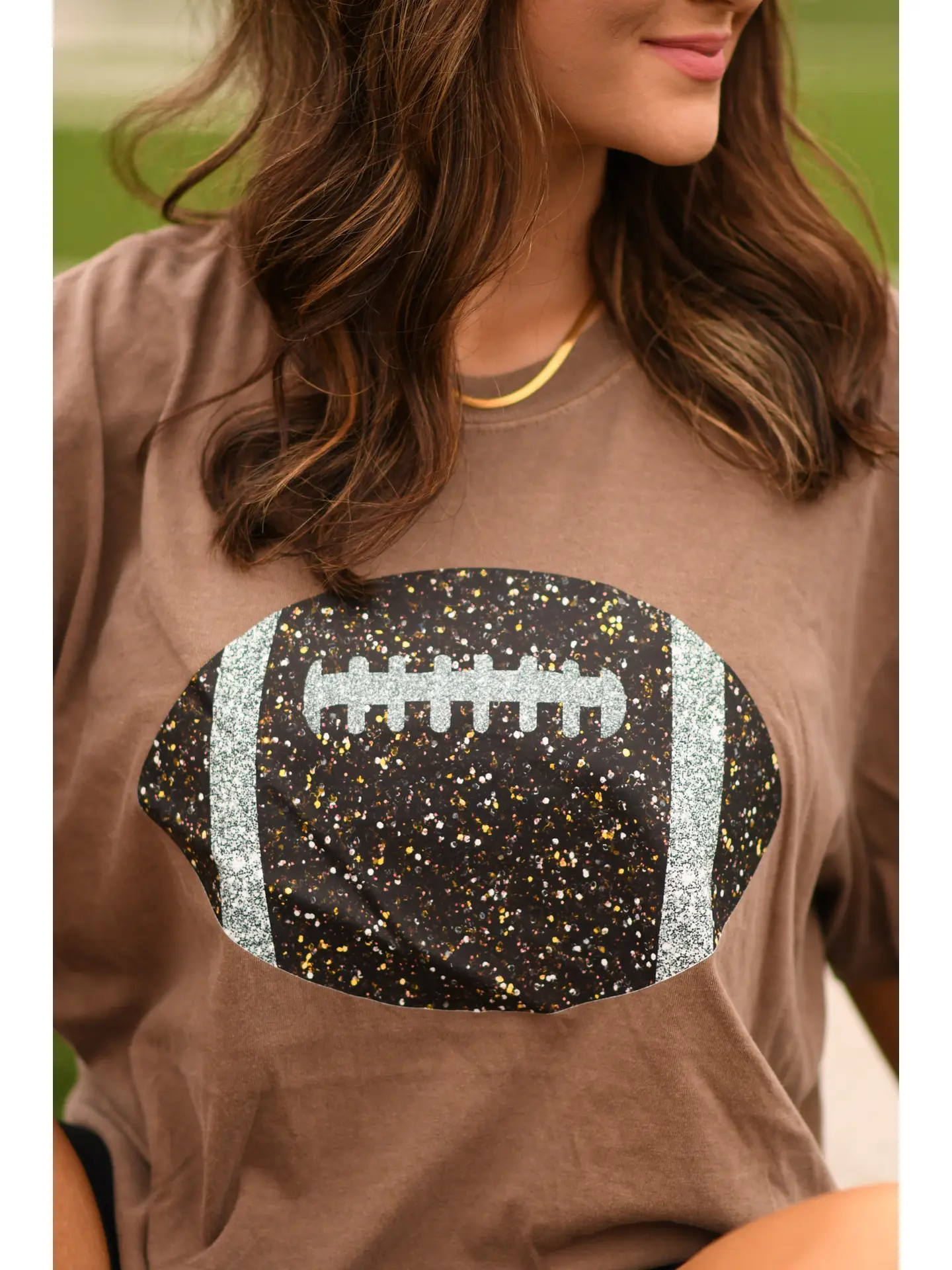 Brown Glitter Football Tee