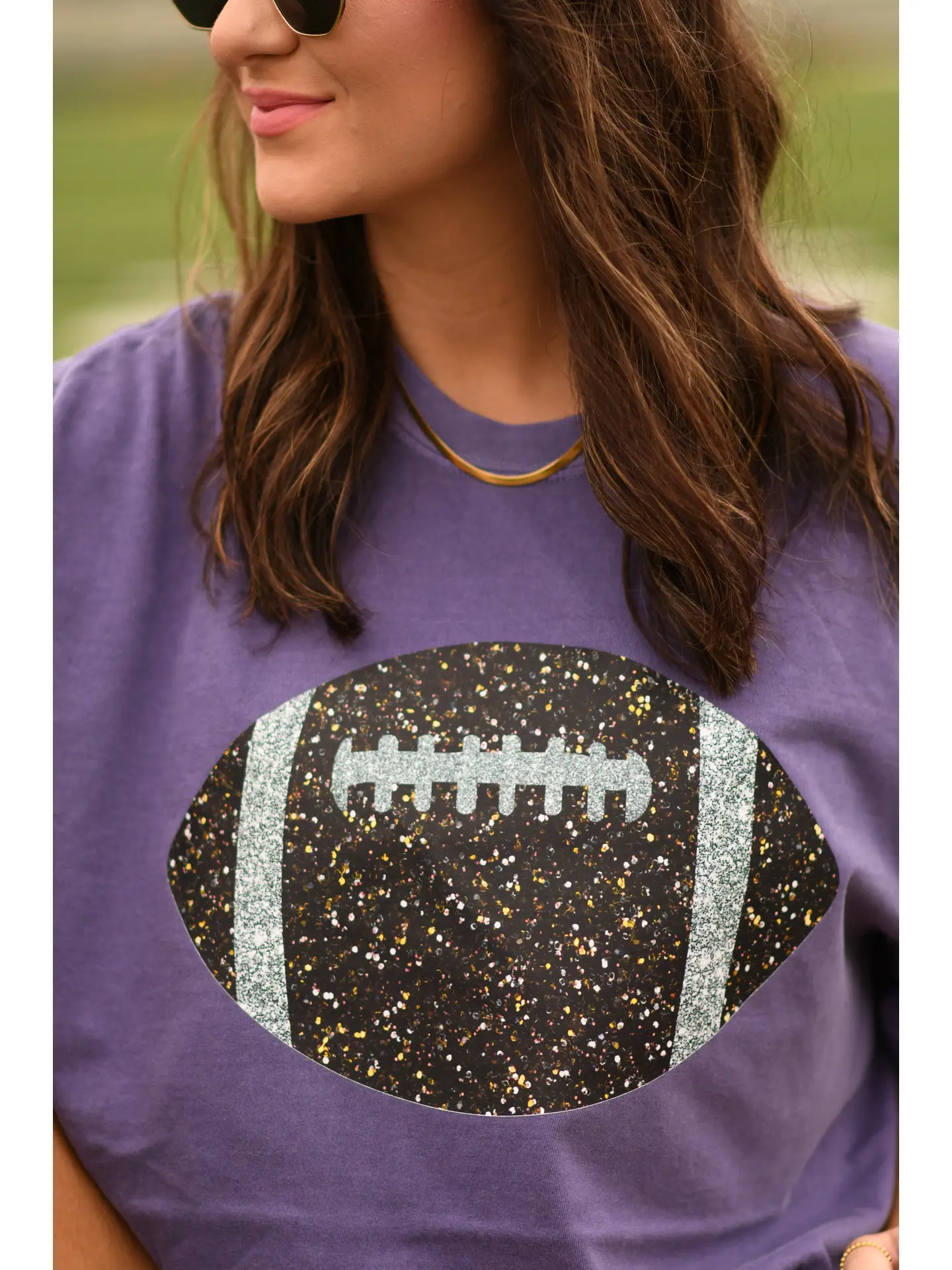 Grape Glitter Football Tee