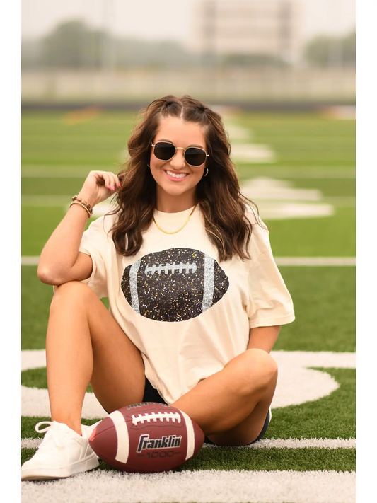 Ivory Glitter Football Tee