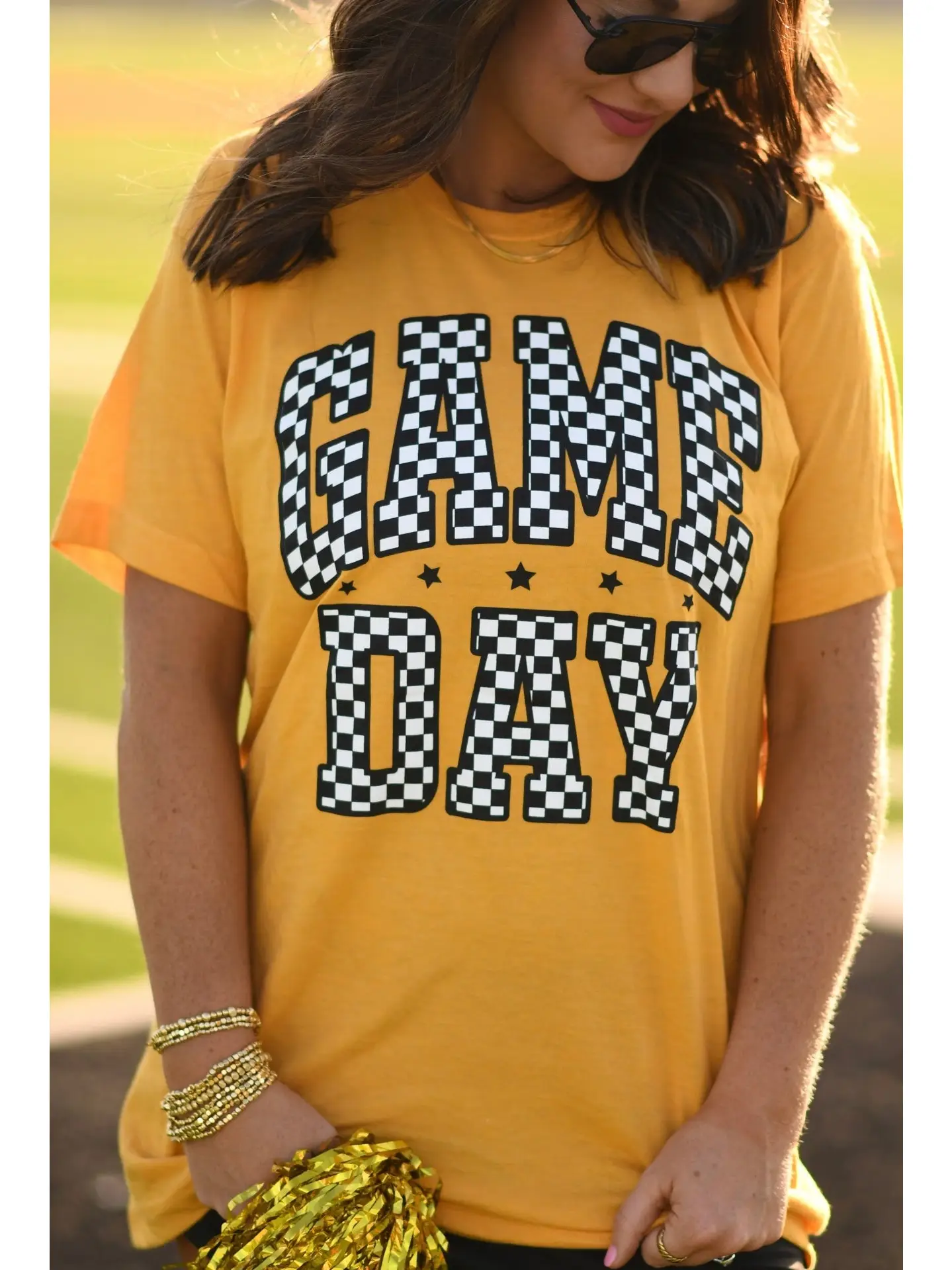 Gold Checkered Game Day Tee