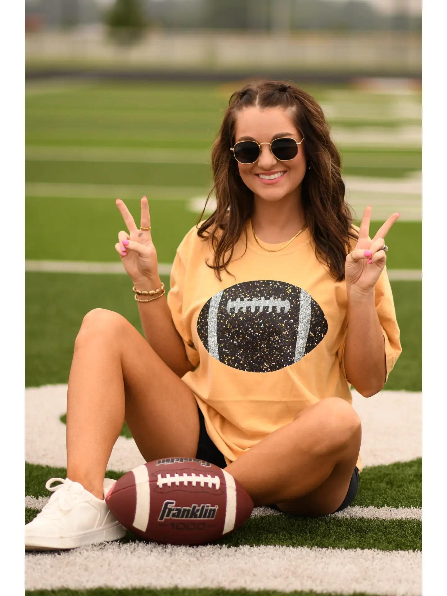 Gold Glitter Football Tee