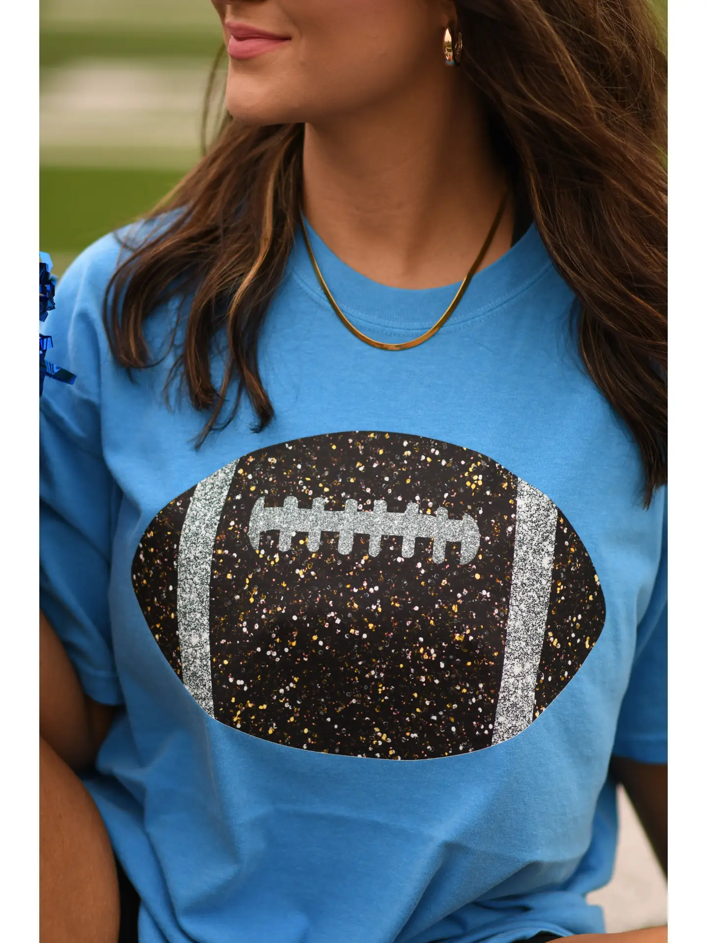 Royal Glitter Football Tee